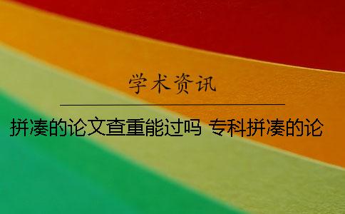 拼湊的論文查重能過嗎？ 專科拼湊的論文查重能過嗎